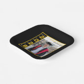 Modern Black Yellow White Graduation Photo Party Pappteller (Gewinkelt)