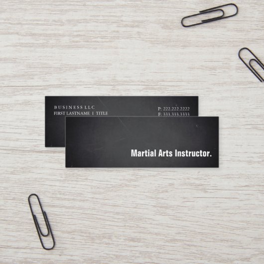 Modern Blackboard Martial Arts Instructor Mini Visitenkarte (Vorderseite/Rückseite Beispiel)