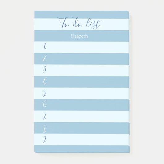 Modern blau gestreift, nummeriert, zu benennen post-it klebezettel (Vorderseite)