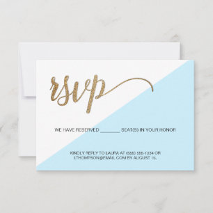 Modern Blau Gold RSVP keine Zusendung reservierter Karte