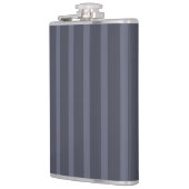 Modern Blau Grau Gestreift Flachmann (Links)