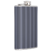 Modern Blau Grau Gestreift Flachmann (Rechts)