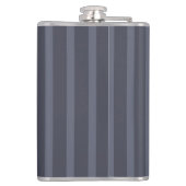 Modern Blau Grau Gestreift Flachmann (Rückseite)
