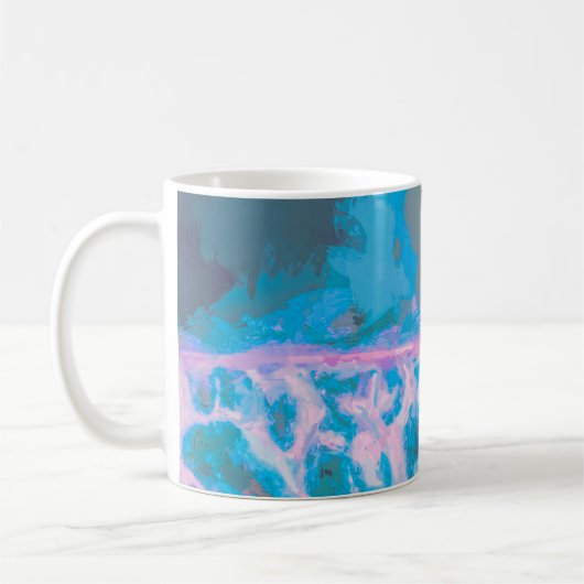 Modern Blau Pink Weiß Abstrakte Farbe Kaffeetasse (Links)