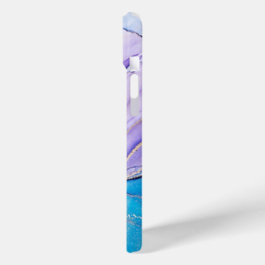 Modern Blau und Lila marbled monogramname Case-Mate iPhone Hülle (Rückseite / Links)