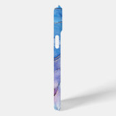 Modern Blau und Lila marbled monogramname Case-Mate iPhone Hülle (Rückseite / Rechts)