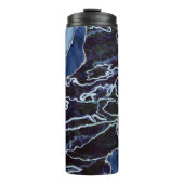 Modern Blau und Silver Agate Marble Thermosbecher (Vorderseite)