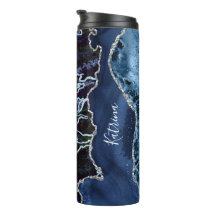 Modern Blau und Silver Agate Marble