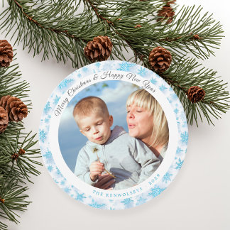 Modern Blau und Weiß Schneeflocken Weihnachten Fot