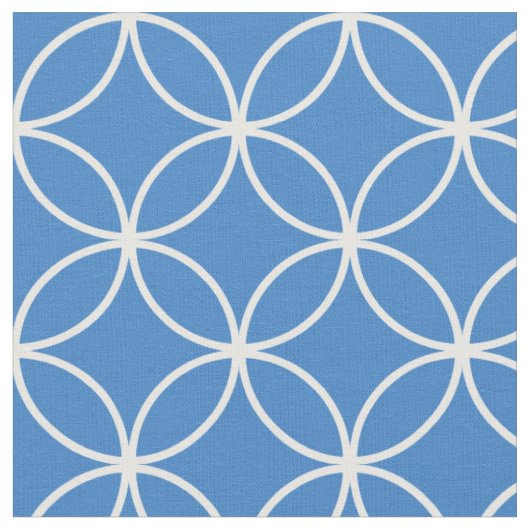 Modern Blau-Weiß-Kreislauf-Muster Diamond Stoff (Nahaufnahme)