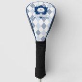 Modern Blau-Weiß-Muster Initialen-Monogramm Golf Headcover (Vorderseite)