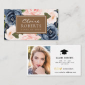 Modern blaue Blumenkarte Abschluss Visitenkarte (Vorne/Hinten)