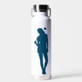 Modern Blaue Farbe Weibliche Golfer Monogramm Trinkflasche (Vorne)