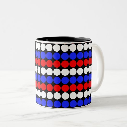 Modern Blaue, weiße gestrichelte Streifen Zweifarbige Tasse (VorderseiteRechts)
