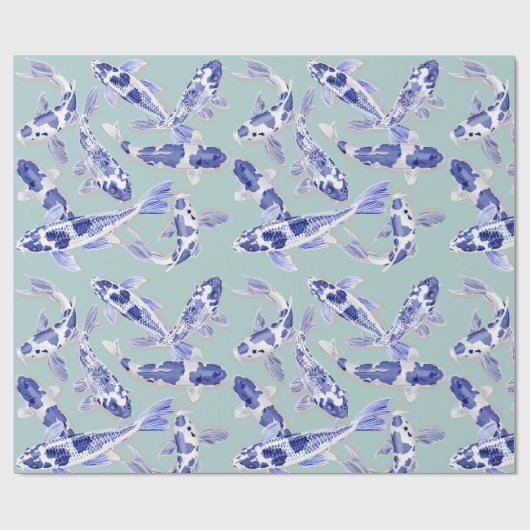 Modern blauer Kolifisch Geschenkpapier (Flach)