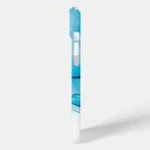 Modern blauer Marmormonogramm Case-Mate iPhone Hülle (Rückseite / Links)