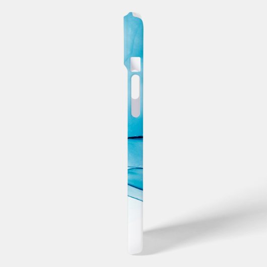 Modern blauer Marmormonogramm Case-Mate iPhone Hülle (Rückseite / Links)