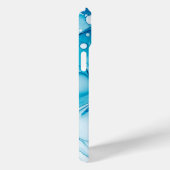 Modern blauer Marmormonogramm Case-Mate iPhone Hülle (Rückseite / Rechts)