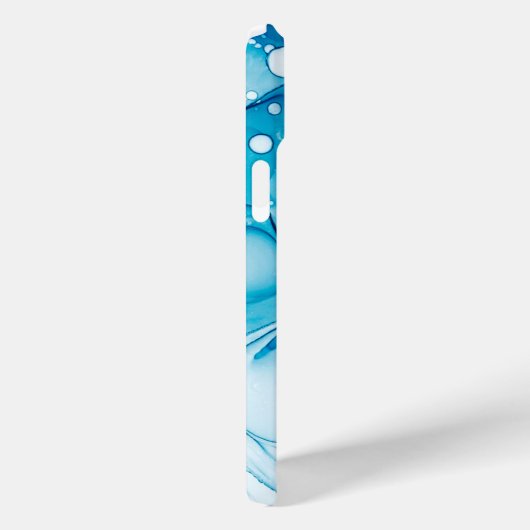 Modern blauer Marmormonogramm Case-Mate iPhone Hülle (Rückseite / Rechts)