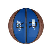 Modern blauer Monogramm-Name Basketball (Vertikal)