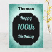 Modern blauer Name 100. Geburtstag Karte (Gelbe Blume)