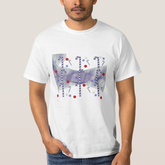 Modern blaues Candy Cane T-Shirt (Vorderseite)