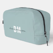Modern Blende Blue & Elegante Script Monogram Waschbeutel (Rechte Ecke)