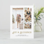 Modern Block 4 Photo Christmas Personalized Feiertagskarte (Stehend Vorderseite)