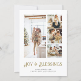 Modern Block 4 Photo Christmas Personalized Feiertagskarte