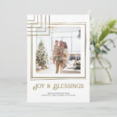 Modern Block Photo Christmas Personalized Feiertagskarte (Stehend Vorderseite)