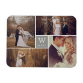 Modern Block Wedding Monogram Foto Collage Magnet (Horizontal)