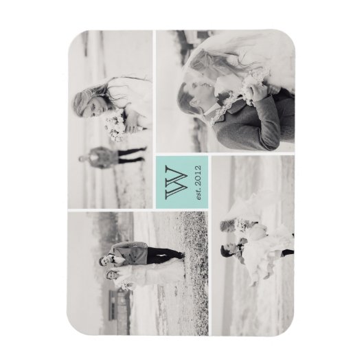 Modern Block Wedding Monogram Foto Collage Magnet (Vertikal)
