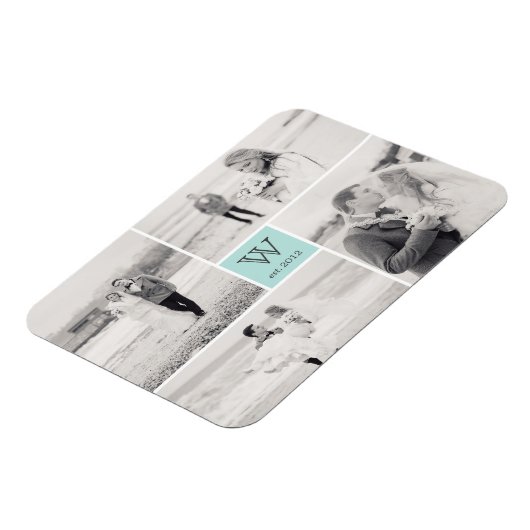 Modern Block Wedding Monogram Foto Collage Magnet (Linke Seite)