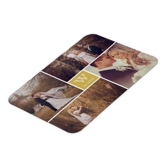 Modern Block Wedding Monogram Foto Collage Magnet (Linke Seite)