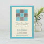 Modern Blocks Grand Opening Einladung (aqua) (Stehend Vorderseite)