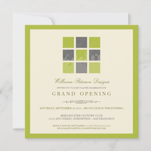 Modern Blocks Grand Opening Einladung (Limon) (Vorderseite)