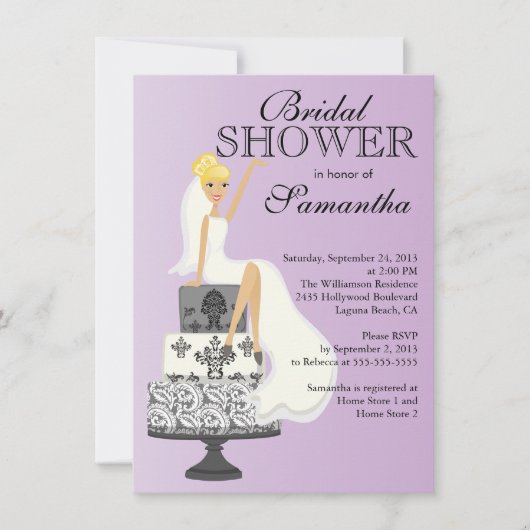 Modern Blonde Bride Bridal Dusche Einladung (Vorderseite)