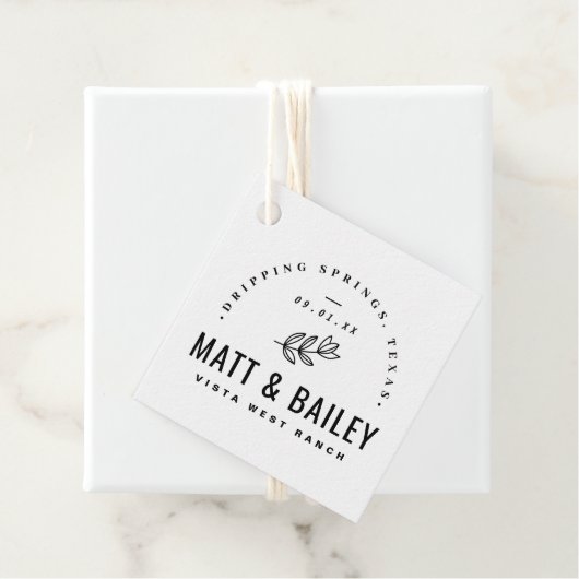 Modern Bloom Wedding Monogram Vielen Dank Geschenkanhänger (Beispiel)