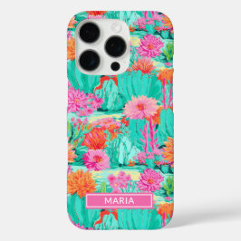 Modern Blooming Cacti Personalized iPhone 16 Pro Hülle