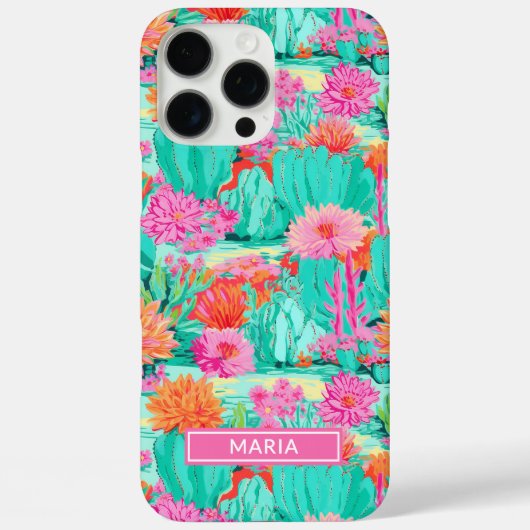 Modern Blooming Cacti Personalized Case-Mate iPhone Hülle (Rückseite)