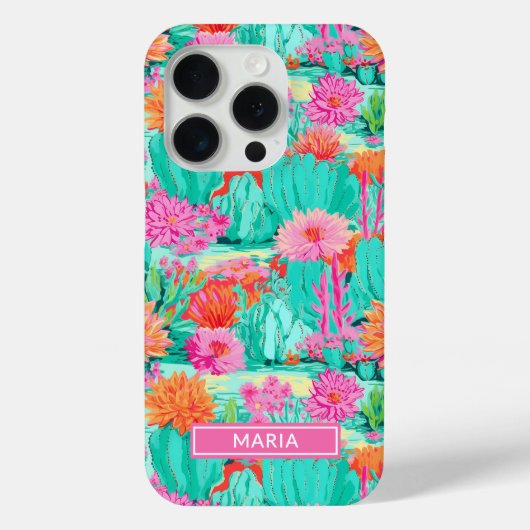Modern Blooming Cacti Personalized Case-Mate iPhone Hülle (Rückseite)