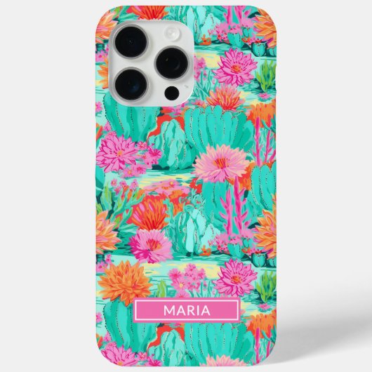 Modern Blooming Cacti Personalized Case-Mate iPhone Hülle (Rückseite)