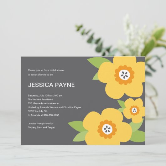 Modern Blooms Bridal Dusche Einladung (Stehend Vorderseite)