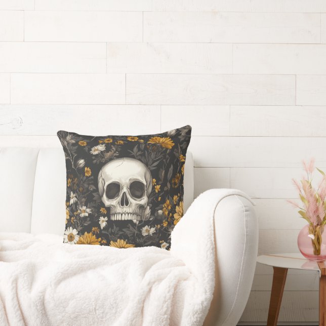 "Modern Blossom" Skull-Stil Dekokissen (Liege)
