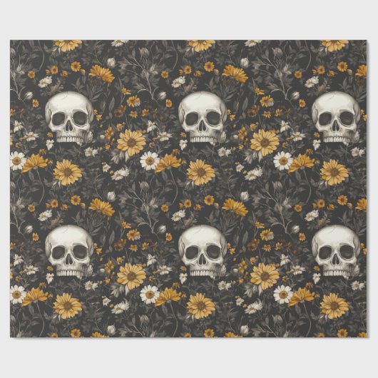Modern Blossom Skull-Stil Geschenkpapier (Flach)