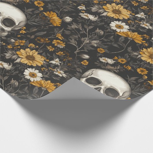 Modern Blossom Skull-Stil Geschenkpapier (Ecke)