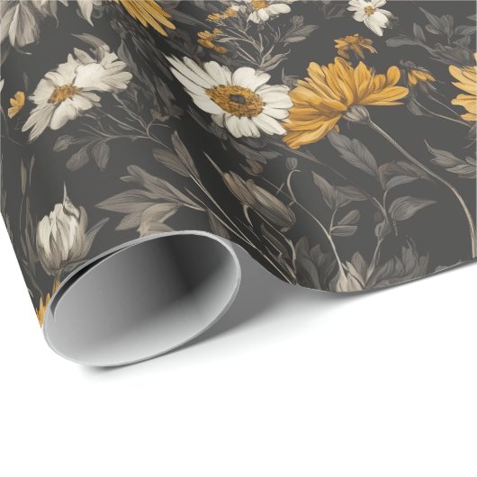 Modern Blossom Skull-Stil Geschenkpapier (Rolleneckpunkt)