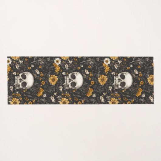 Modern Blossom Skull – Yogamatte mit Stil (Rückseite (Horizontal))
