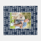 Modern Blue 2023 Grad Foto Typografie Fleecedecke (Vorderseite (Horizontal))