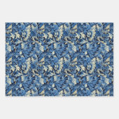 Modern Blue 3D Floral Blätter Wallpaper Design (Vorderseite 3)